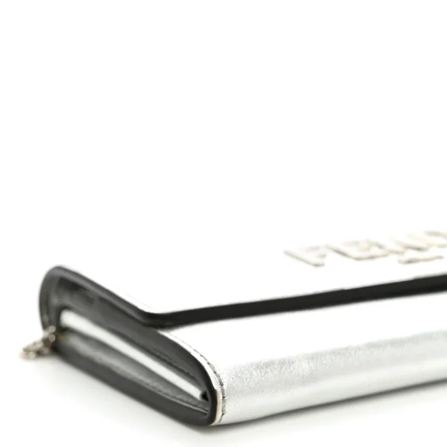Fendi Metallic Calfskin Continental Wallet On Chain Argento in Calfskin from FASHIONPHILE, photo 8 of 9