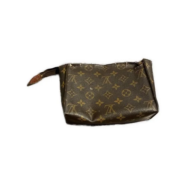 Louis Vuitton Authentic Zip Brown Logo Small Zip Pouch Bag in brown|red|neutral Canvas from Poshmark