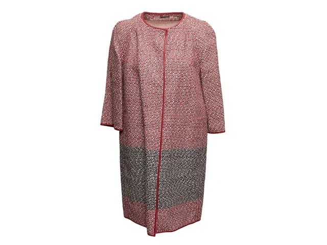 Red & Multicolor Giorgio Armani Woven Leather Coat Size IT 42 in Red Woven leather from Designer Revival