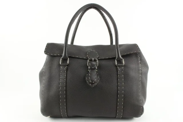 Fendi Dark Brown Selleria Leather Linda Shoulder Satchel Bag in Brown Leather from Bagriculture