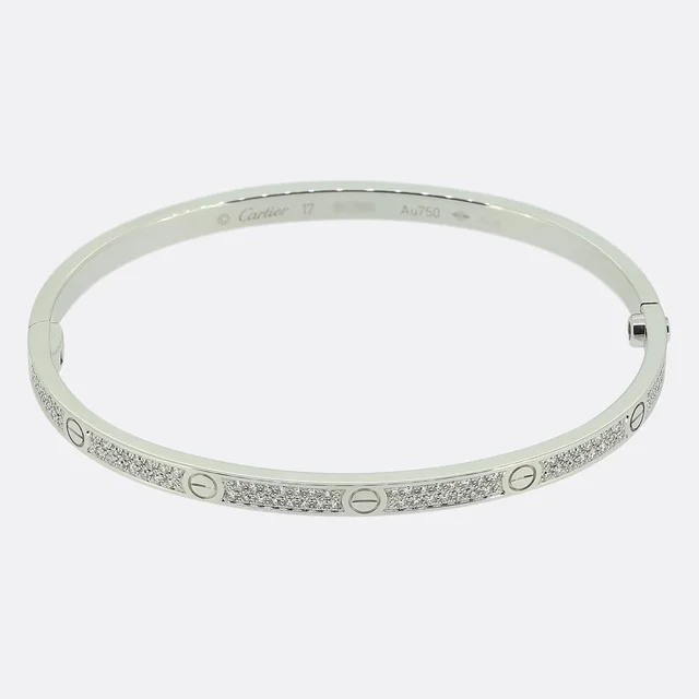 Cartier Paved Small Model LOVE Bangle Size 17 from The Vintage Jeweller