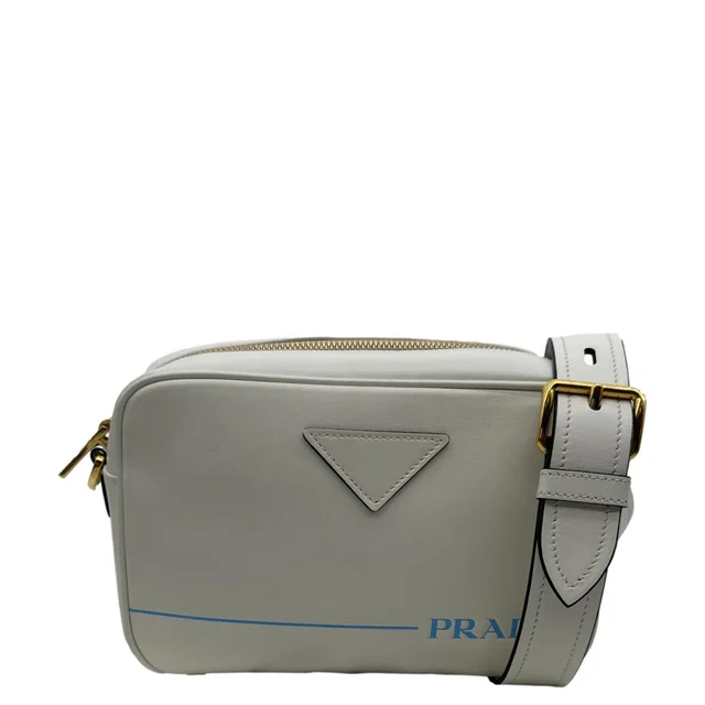 Prada Mirage Leather Camera Crossbody Bag Off White in White Leather from Dallas Designer Handbags