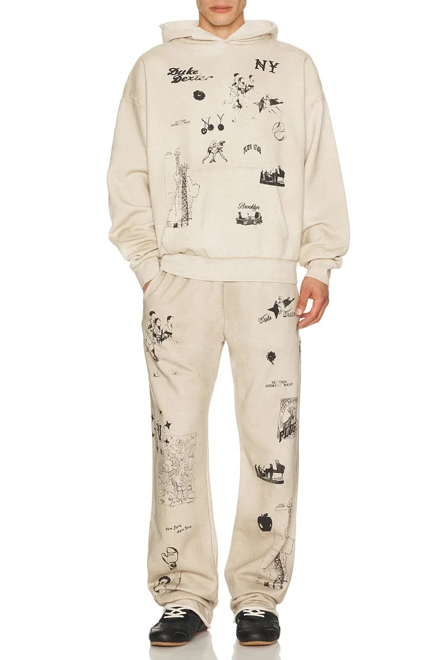 Duke + Dexter NY Sketch Hoodie in Oat Marl, photo 4 of 5 from REVOLVE (Canada)