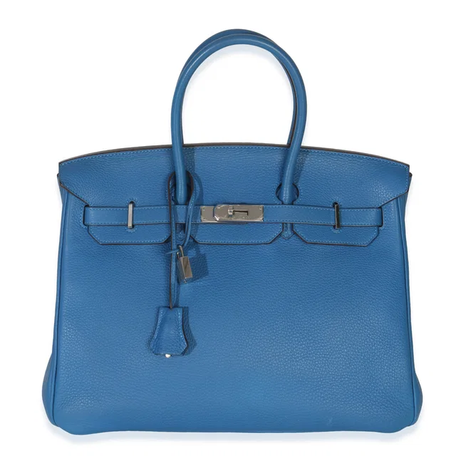 Hermès Bleu Zellige Togo Birkin 35 Phw Blue Leather Handbag in Blue Togo leather from HEWI