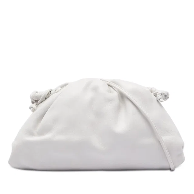 White Bottega Veneta Lambskin The Mini Pouch Crossbody in White Lambskin from Designer Revival