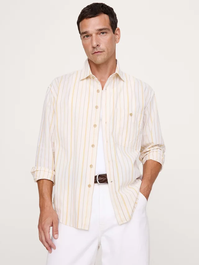 Banana Republic Relaxed-Fit Washed Cotton Poplin Shirt in Yellow from Banana Republic (Canada), photo 1 of 1