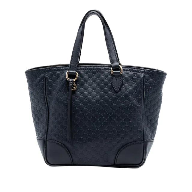 Blue Gucci Small Microguccissima Bree Satchel in Blue Leather from Designer Revival