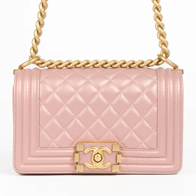 Pearly Pink Lambskin Small Boy Chanel Bag in Pink Lambskin from Labellov