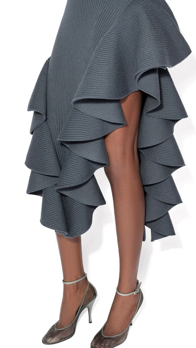 Alaia RIBBED RUFFLE SKIRT, photo 4 of 4 from SENSER