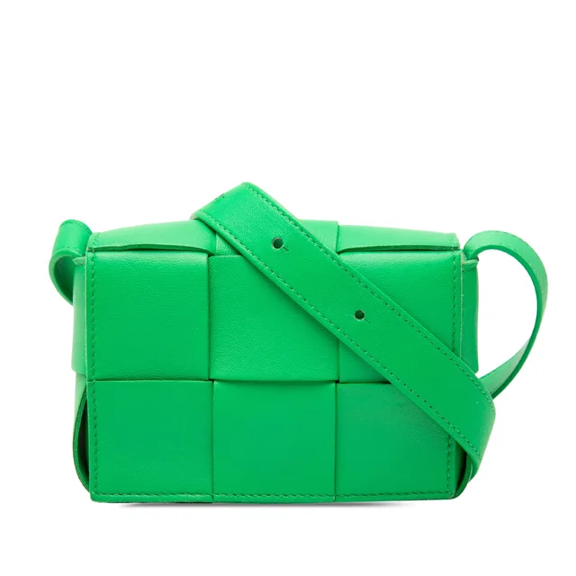 Green Bottega Veneta Candy Nappa Intrecciato Cassette Crossbody in Green Nappa leather from Designer Revival
