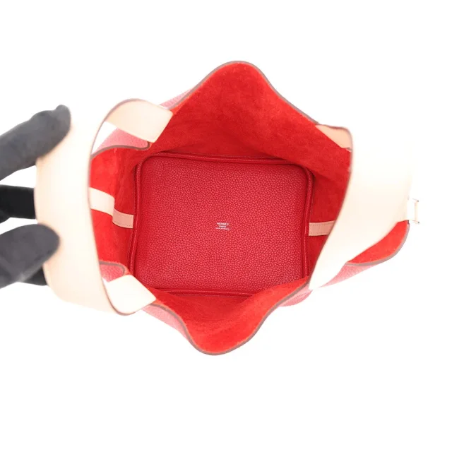 Hermès Picotin Lock Touch Rouge Tomate/Rose Eglantine Taurillon Clemence Swift Leather Size MM in Red Clemence leather from GALLERY RARE, photo 6 of 12