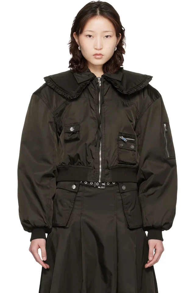 Brown Duchesse Nylon Bomber Jacket
