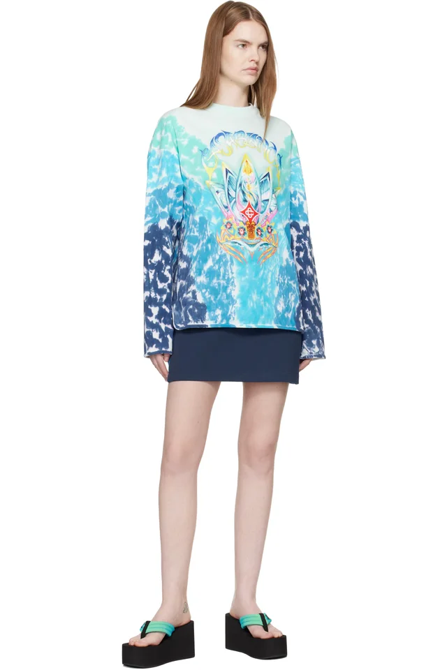 Casablanca Blue Surf Lotus Tie Dye Long Sleeve T-shirt, photo 4 of 4 from SSENSE