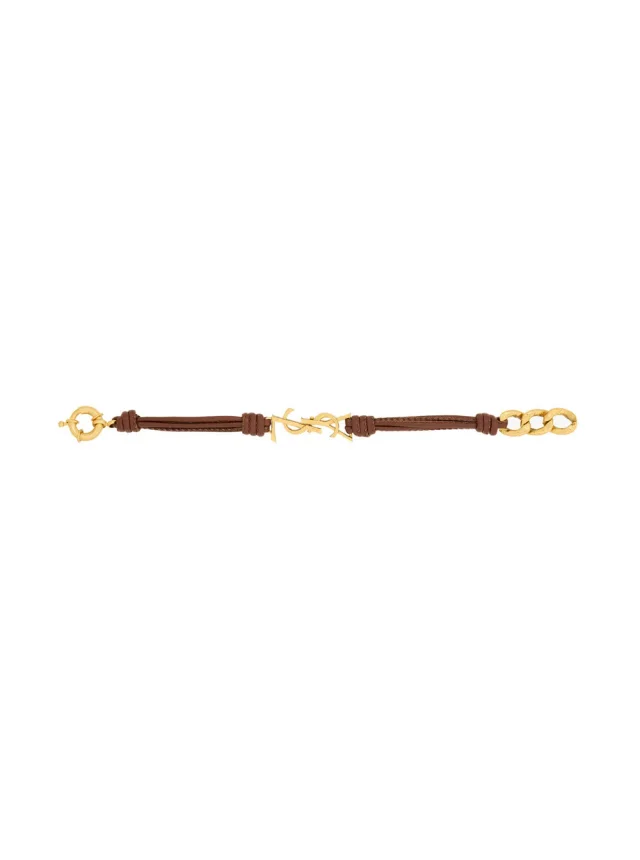 Saint Laurent Cassandre Bracelet — Brown Nappa Leather And Metal Bracelets in Brown Nappa leather from HEWI, photo 2 of 2