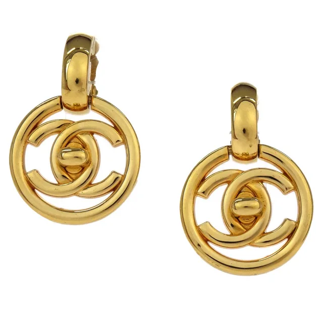 Chanel Dangle Turnlock Clip-On Earrings Gold 97P in Gold from AMORE Vintage Tokyo