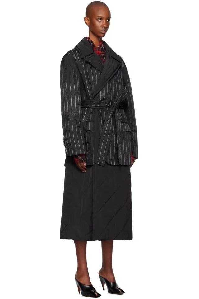 Jean Paul Gaultier Black Pinstripe Coat, photo 2 of 4 from SSENSE