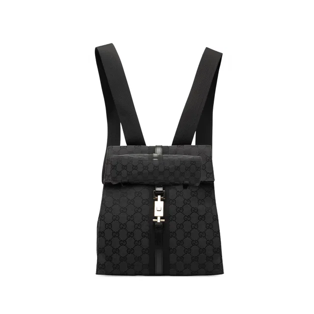 Black Gucci GG Canvas Jackie Backpack in Black Canvas from Designer Revival