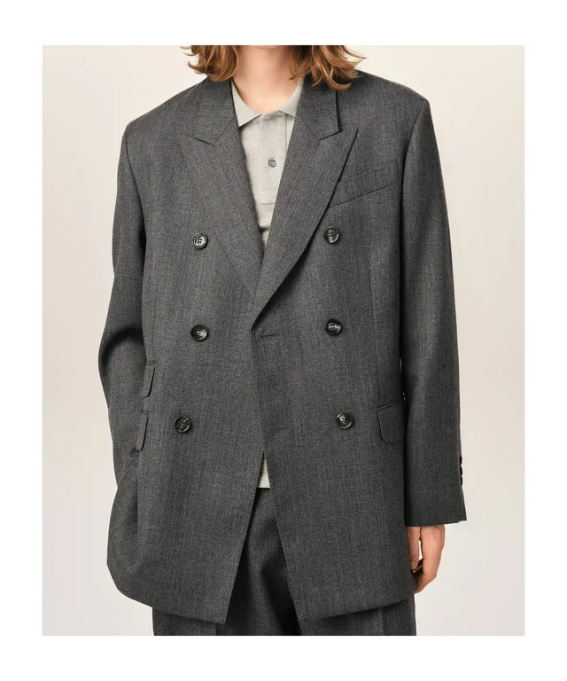 Ami Paris Grey double breasted wool blazer, photo 2 of 7 from SENSER