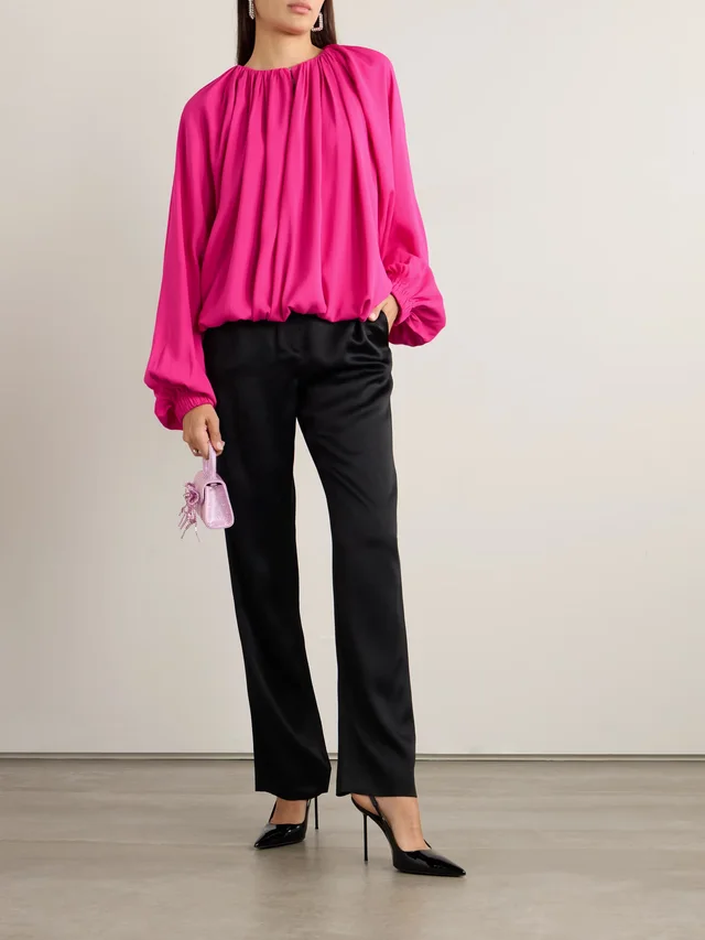 AZ FACTORY Desiree pleated twill blouse in Pink, photo 2 of 2 from NET-A-PORTER (Canada)