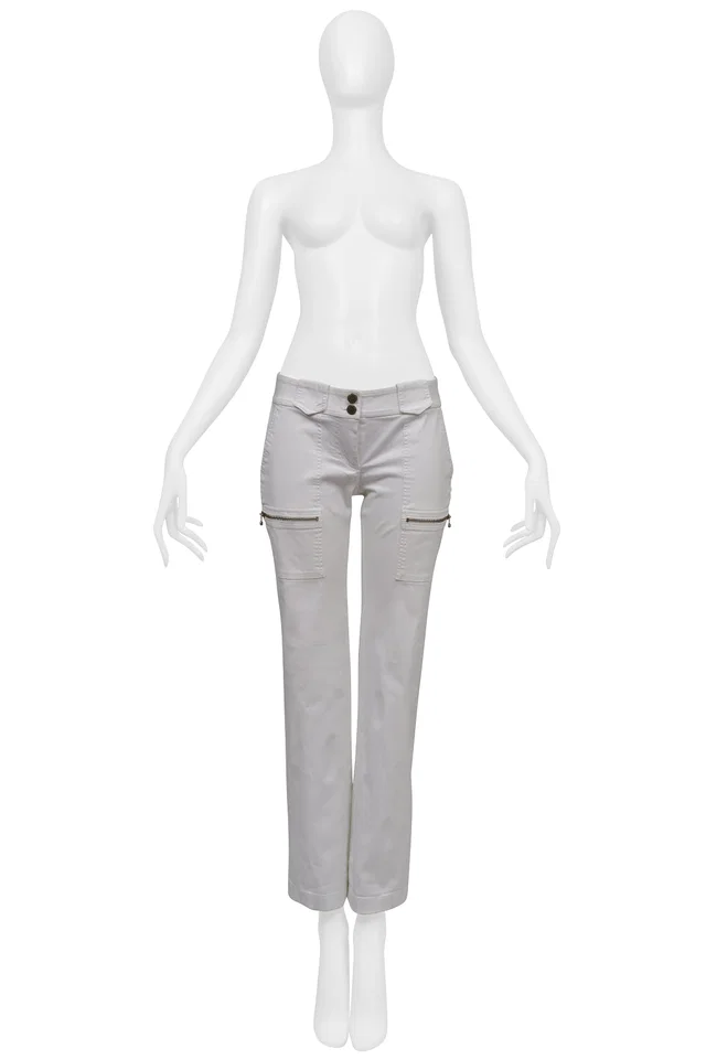 Dolce & Gabbana White Cargo Pants With Zippers in White from Resurrection Vintage
