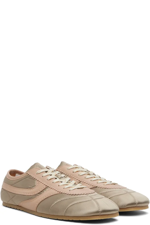 Dries Van Noten Taupe & Pink Satin Sneakers, photo 4 of 5 from SSENSE