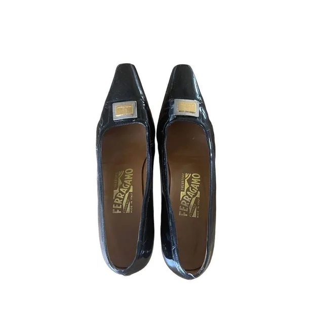 Ferragamo Womens Black Patent Leather Slip On Pump Shoes Size 7.5 in black Patent leather from Poshmark