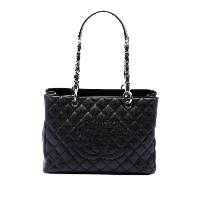 Black Chanel Caviar Grand Shopping Tote in Black Caviar leather from Designer Revival