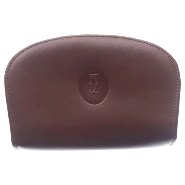 Must de Cartier Leather Coin Case Bordeaux in Burgundy Leather from The Reluxe