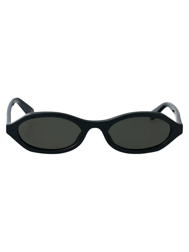 Alexander McQueen Am0559s Oval Acetate Sunglasses — Black in Black from HEWI