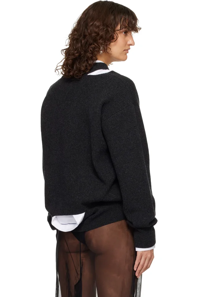 Simone Rocha Gray Merino Seam Bite Sweater, photo 3 of 4 from SSENSE