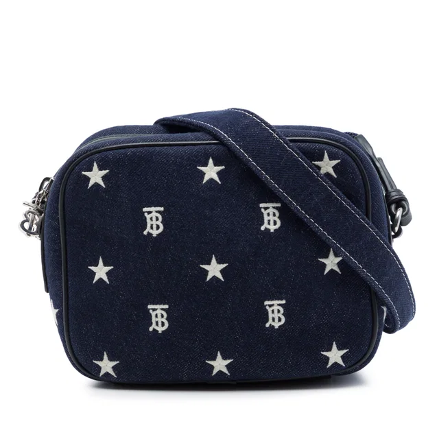 Blue Burberry Denim TB Logo Kids Star Camera Bag in Blue Denim from Designer Revival