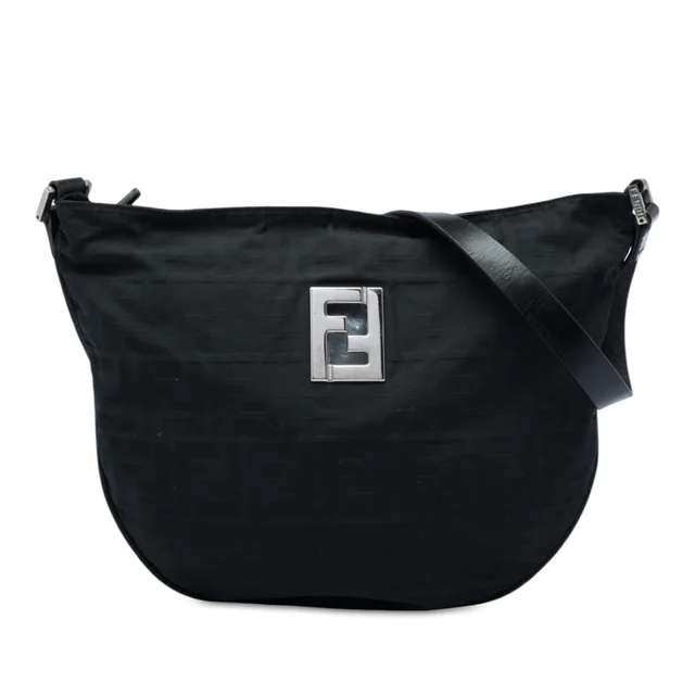 Black Fendi Zucca Nylon Hobo in Black Nylon from Designer Revival, photo 1 of 1