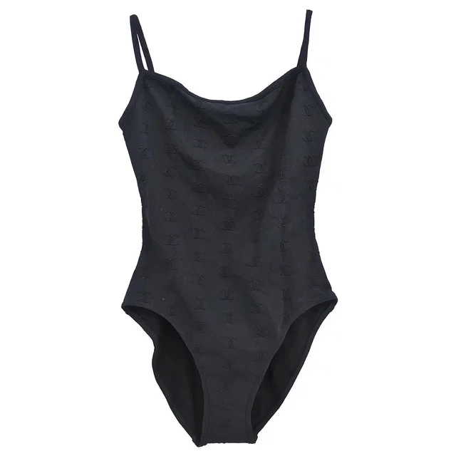 Chanel 1997 Swimwear Swimsuit Black #38 in Black Nylon from AMORE Vintage Tokyo