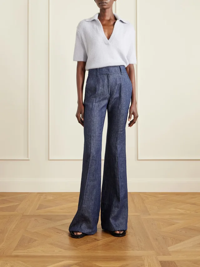 GABRIELA HEARST Sohan brushed-cashmere polo sweater in Blue, photo 2 of 2 from NET-A-PORTER (Canada)