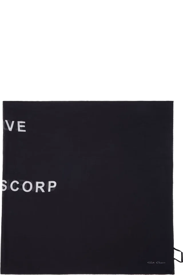 Rick Owens Black Temple Printed Cot Scarf, image 1 of 1 from SSENSE
