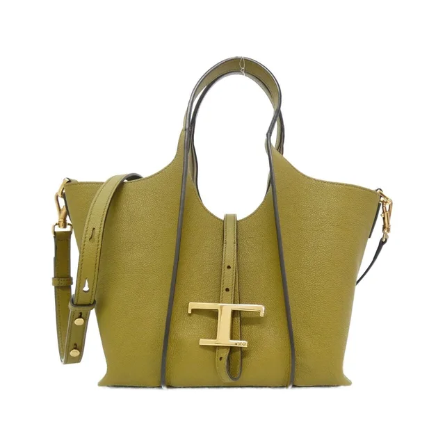 Tod's T TIMELESS bag in KHAKI / GOLD metal fittings leather from KOMEHYO