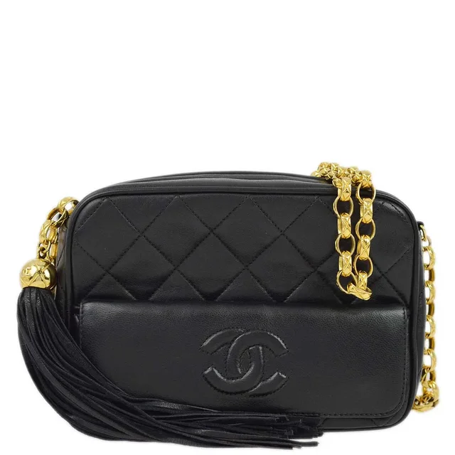 Chanel 1989-1991 Black Lambskin Camera Bag Mini in Black Lambskin from AMORE Vintage Tokyo