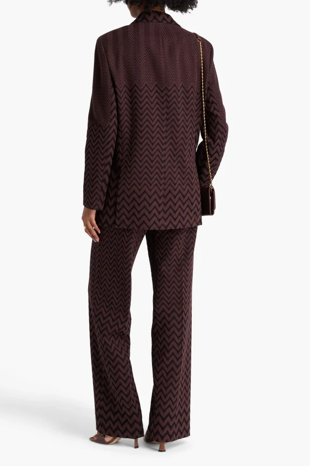 Missoni Double-Breasted Jacquard-Knit Cotton-Blend Blazer in Chocolate, photo 3 of 4 from THE OUTNET