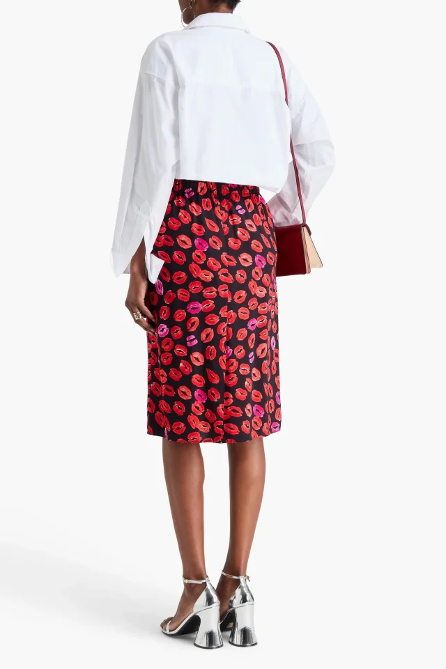Marni Printed Crepe Skirt in Tomato red, photo 3 of 4 from THE OUTNET