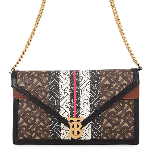 Burberry TBMonogram ChainShoulder Bag Black/Brown/Multicolor PVC Leather in Black Leather from GALLERY RARE