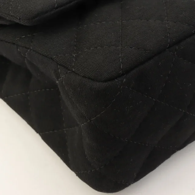 Chanel Around 2009 cotton double flap 2.55 chain shoulder bag Black from VINTAGE QOO TOKYO, photo 8 of 14