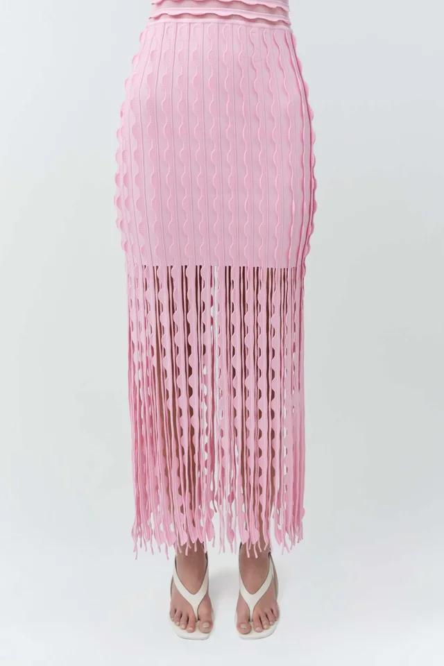Simkhai Brionne fringed-hem dress midi, photo 6 of 6 from SENSER