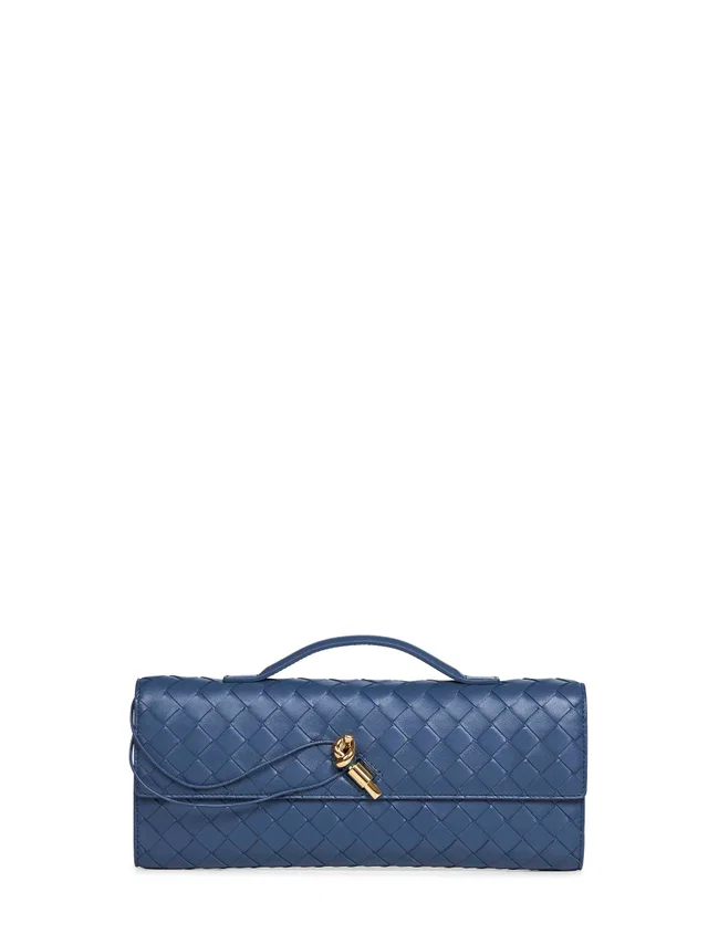 Bottega Veneta Andiamo Clutch — Blue Lambskin in Blue Lambskin from HEWI