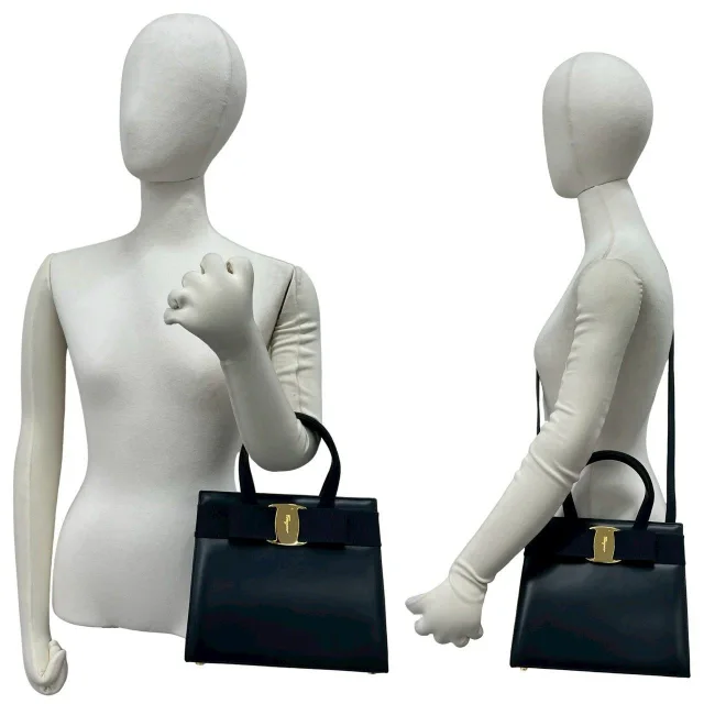 Ferragamo Vara Ribbon Leather 2way Bag in Black Leather from LuxUness, photo 2 of 10
