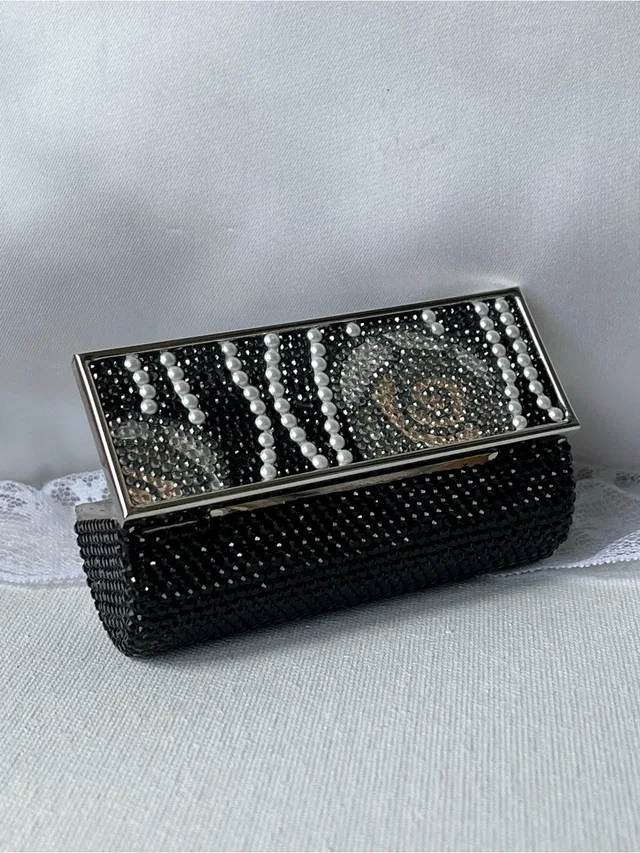Judith Leiber Black, Silver, Gold, Pearl, Floral Crystal Compact, Euc in silver|black|gray Leather from Poshmark