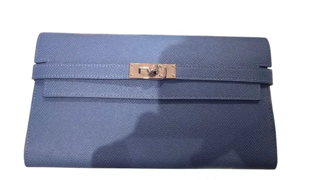 Hermès Blue Long Wallet with PHW in Epsom Leather in Blue Epsom leather from Luxury Promise