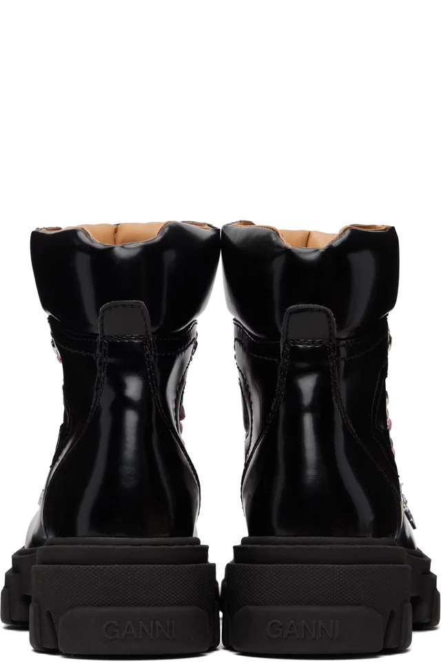 GANNI Black Cleated Mountain Ankle Boot, photo 2 of 5 from SSENSE