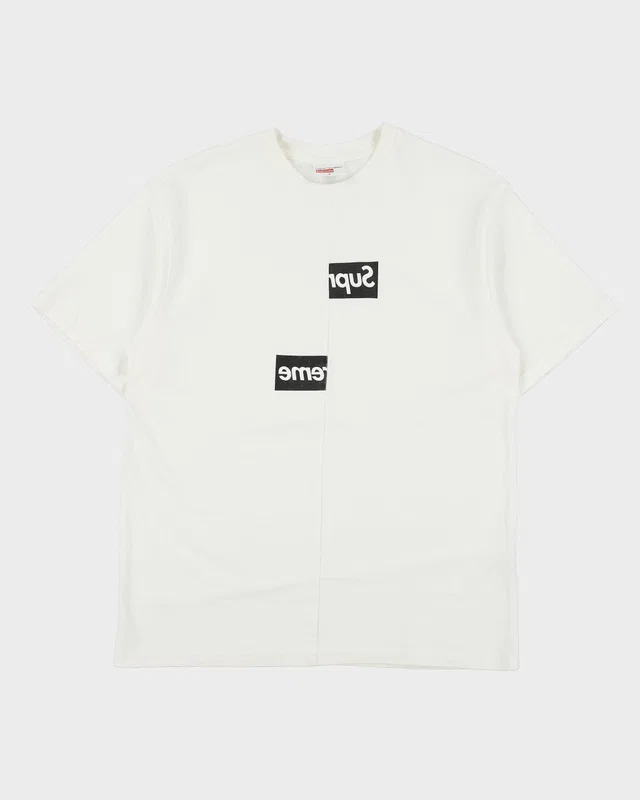 FW18 Comme Des Garçons x Supreme Heavyweight Split Box Logo Crewneck Shirt - S from Rokit Vintage