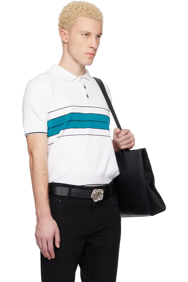 Ernest W. Baker White & Green Striped Polo, photo 2 of 5 from SSENSE