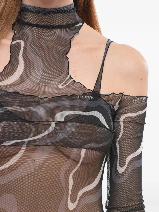JULFER sheer cold-shoulder bodysuit, photo 2 of 2 from FARFETCH